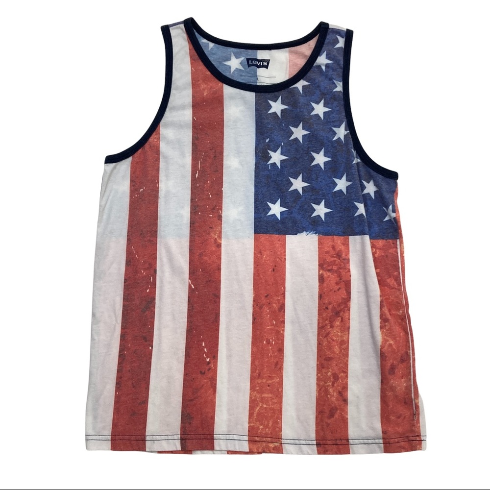 Levi’s American Flag Print Tank Top Mens Size L 4th Of July